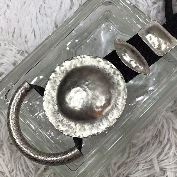 Vintage Anthony Alexander hammered silver and black suede sling belt - Picture 7 of 9